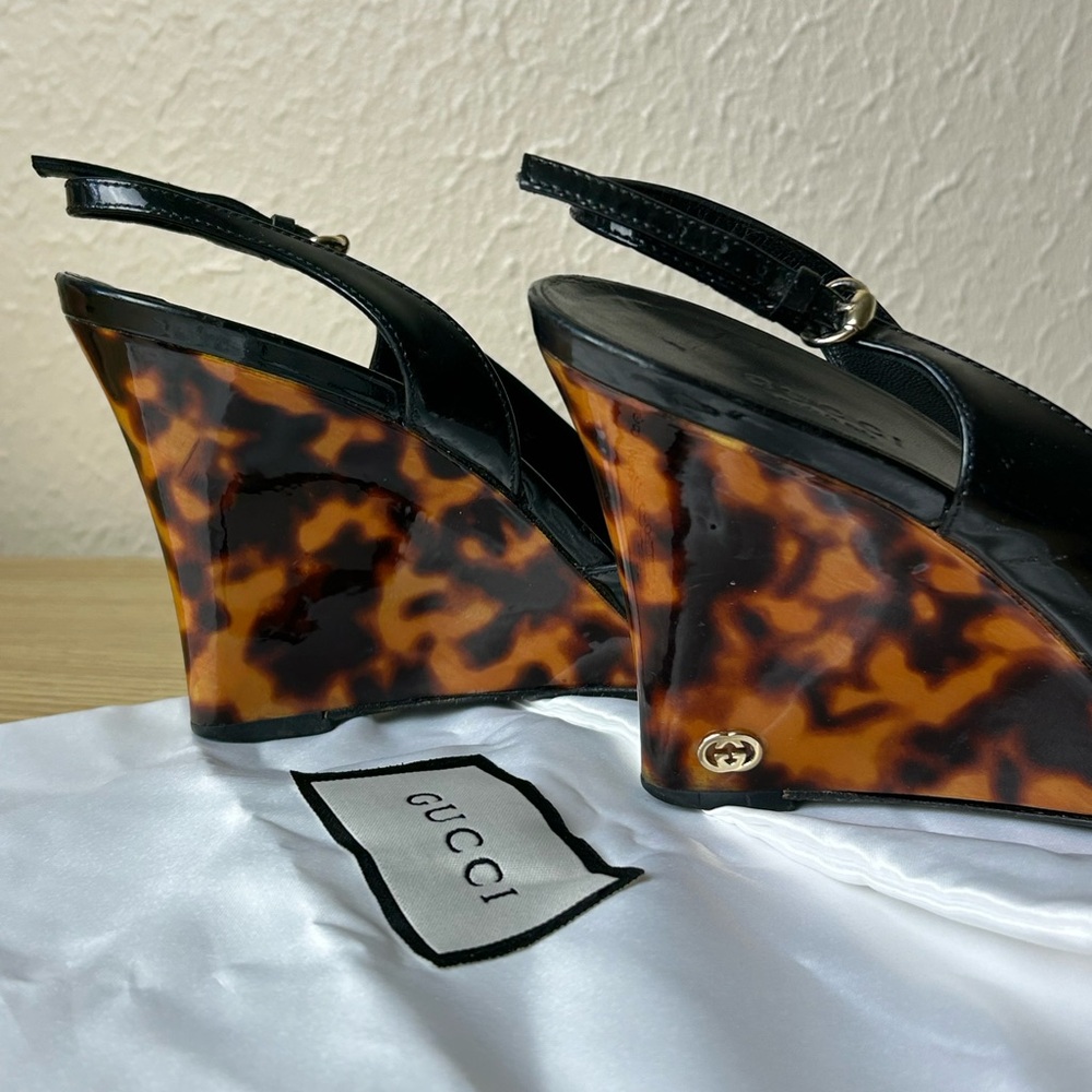 GUCCI Shoes Slingback Peep Toe Wedges - Picture 3 of 13
